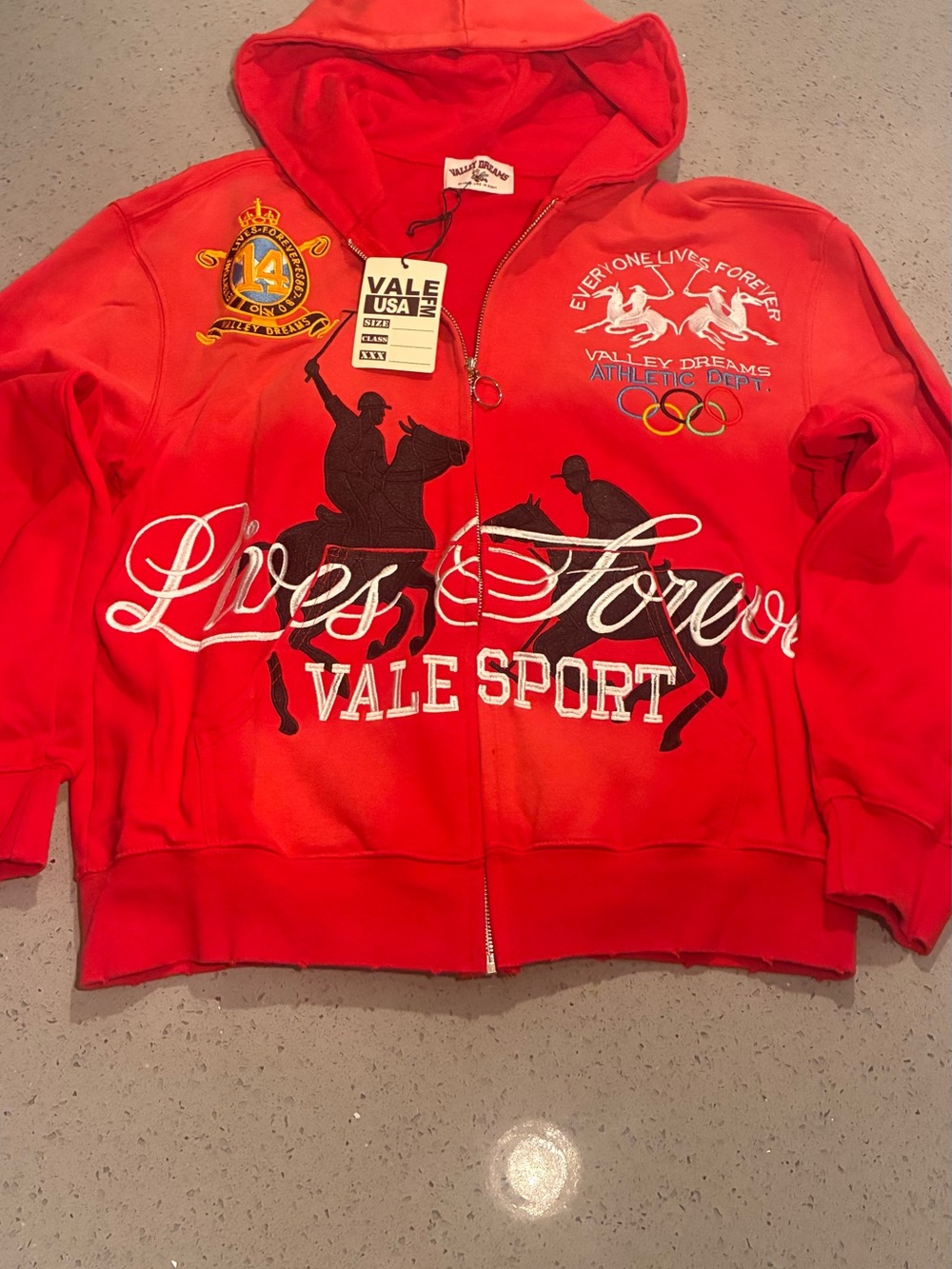 Red Zip-Up Puffer Hoodie Jacket